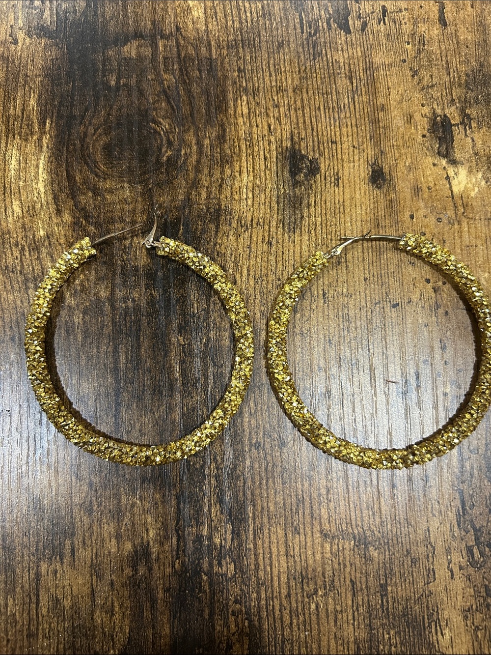Gold Textured Hoop Earrings - 2.5" Sparkle Hoops